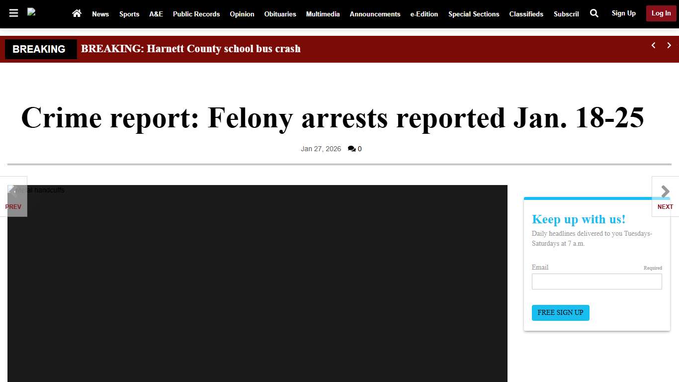 Crime report: Felony arrests reported Jan. 18-25 Crime mydailyrecord.com